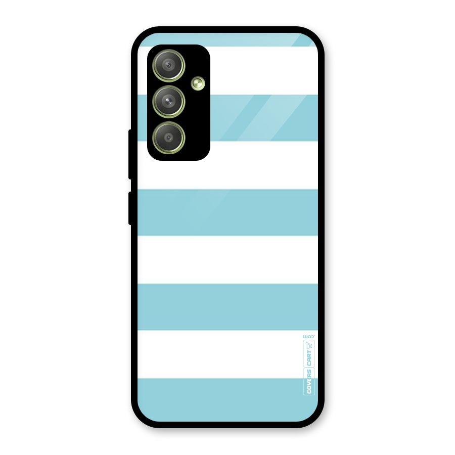 Pastel Blue White Stripes Glass Back Case for Galaxy A54