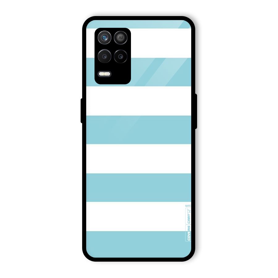 Pastel Blue White Stripes Glass Back Case for Realme 8s 5G