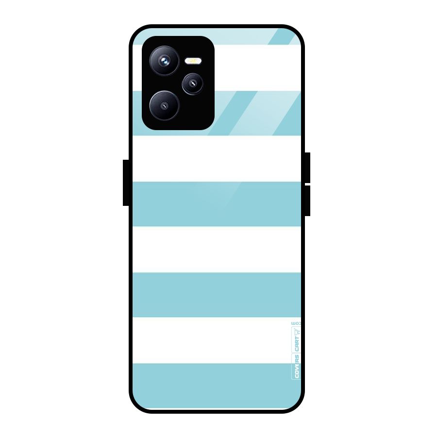 Pastel Blue White Stripes Glass Back Case for Realme C35