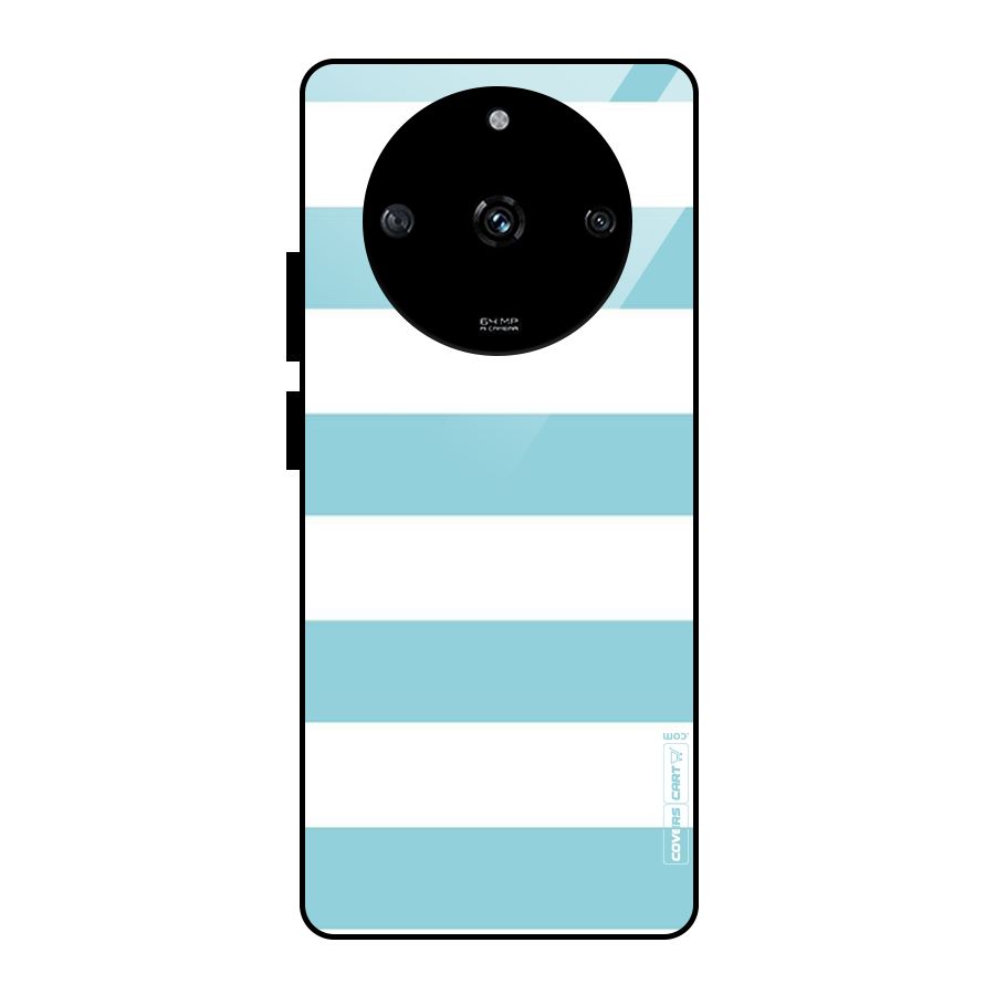 Pastel Blue White Stripes Glass Back Case for Realme Narzo 60 5G