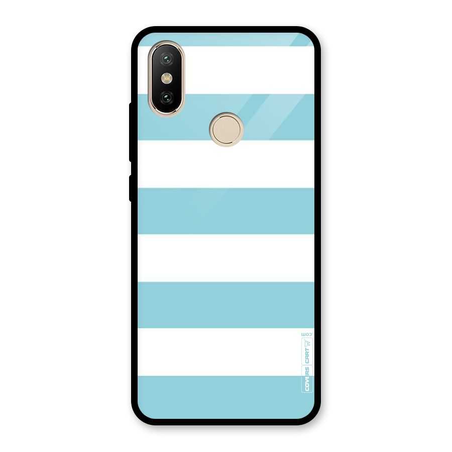 Pastel Blue White Stripes Glass Back Case for Redmi A2