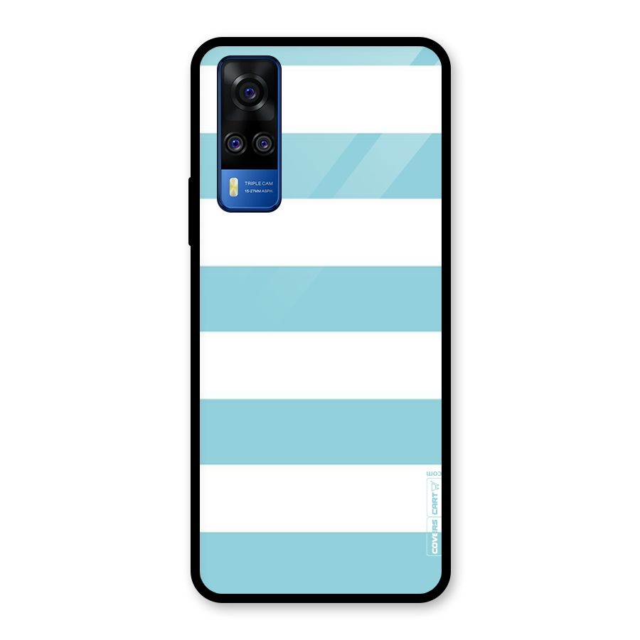 Pastel Blue White Stripes Glass Back Case for Vivo Y31