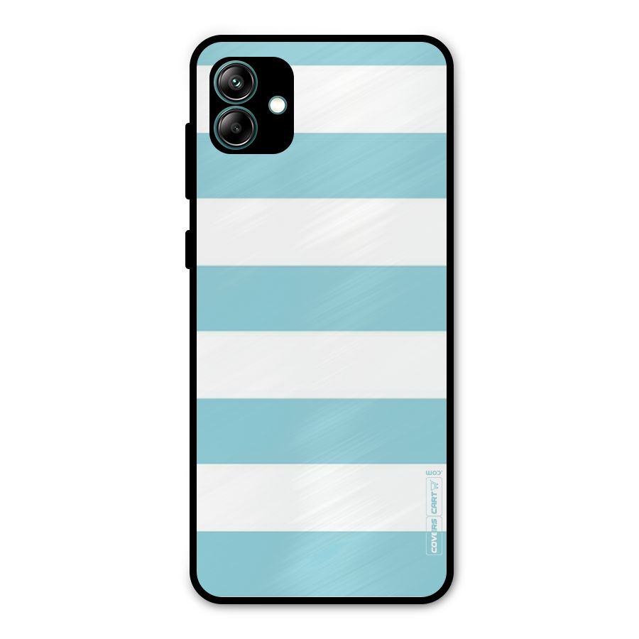 Pastel Blue White Stripes Metal Back Case for Galaxy A04