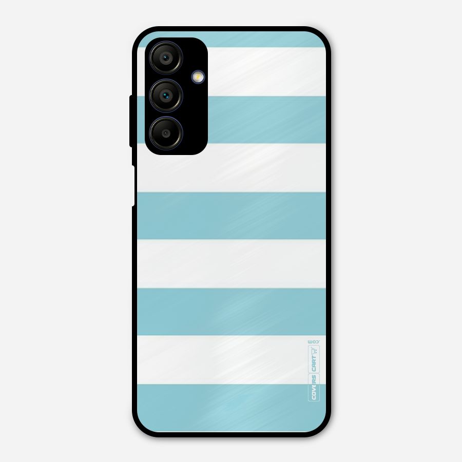Pastel Blue White Stripes Metal Back Case for Galaxy A15 5G