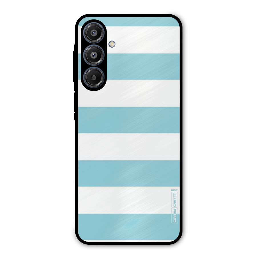 Pastel Blue White Stripes Metal Back Case for Galaxy A16 5G