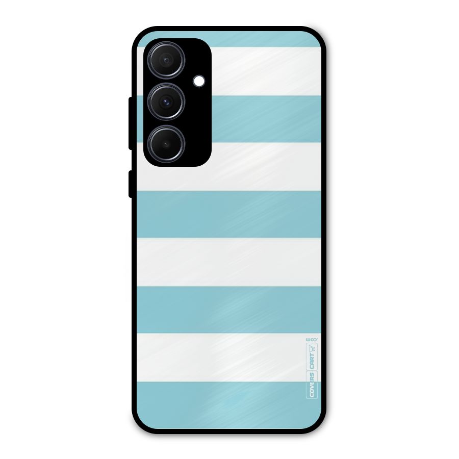 Pastel Blue White Stripes Metal Back Case for Galaxy A35
