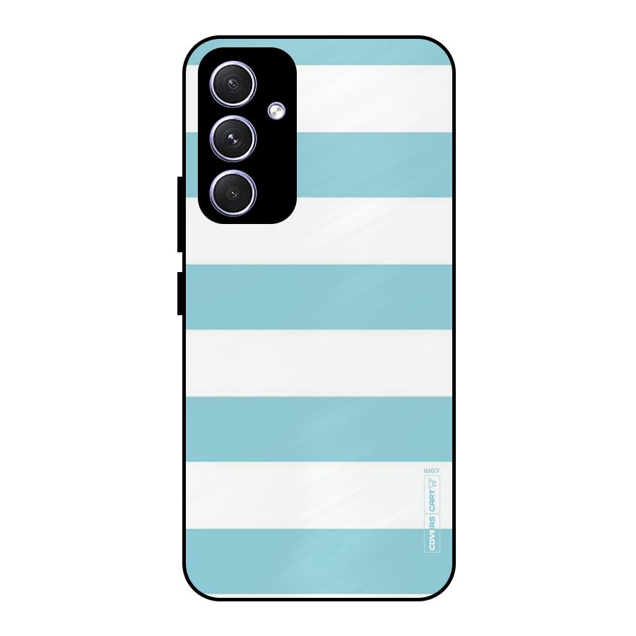 Pastel Blue White Stripes Metal Back Case for Galaxy A54