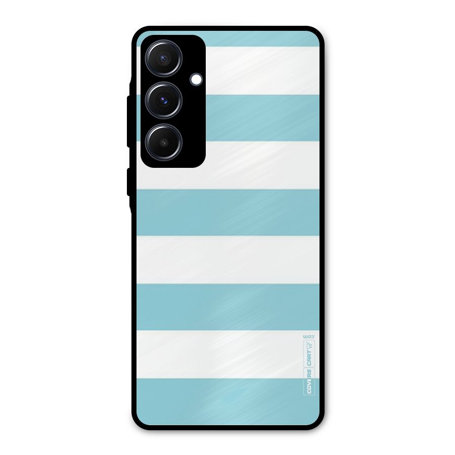 Pastel Blue White Stripes Metal Back Case for Galaxy A55