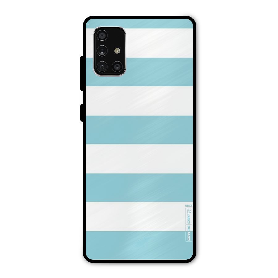 Pastel Blue White Stripes Metal Back Case for Galaxy A71