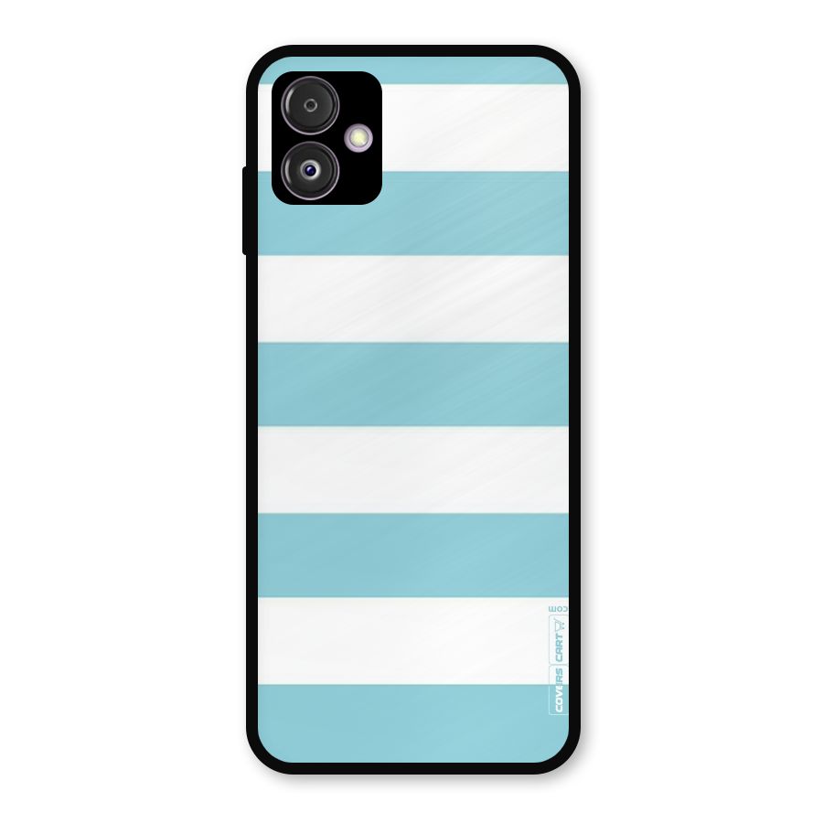 Pastel Blue White Stripes Metal Back Case for Galaxy F14