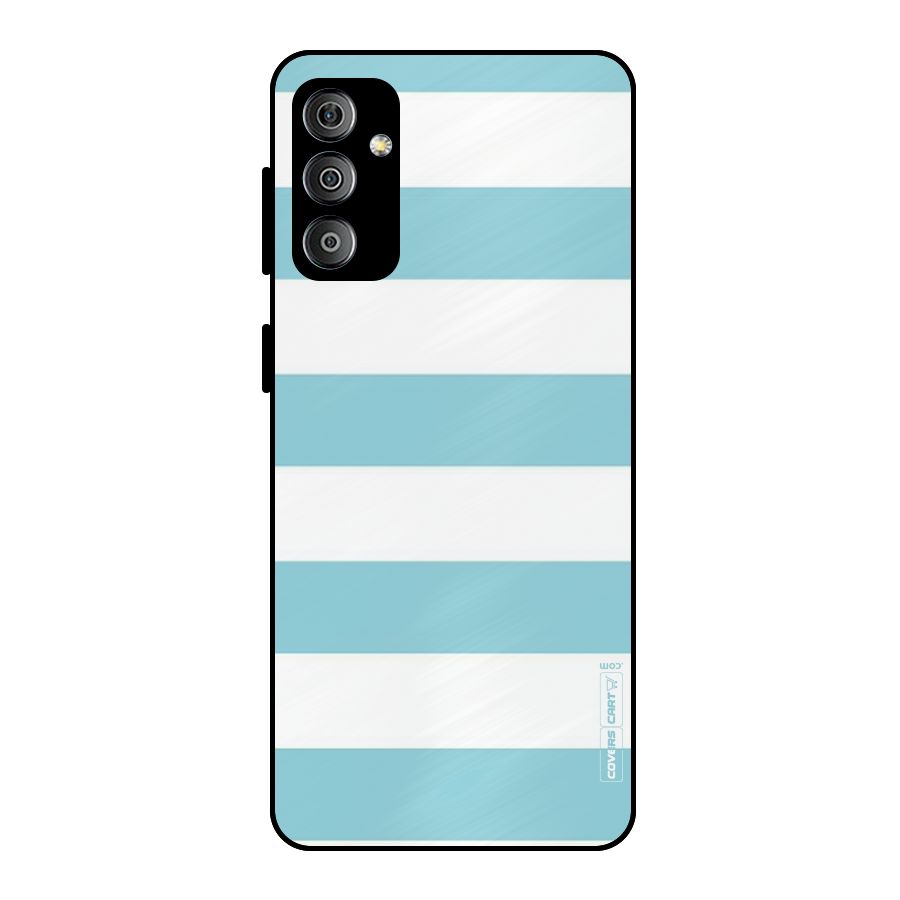 Pastel Blue White Stripes Metal Back Case for Galaxy F23