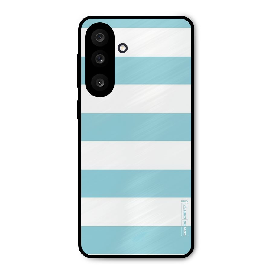 Pastel Blue White Stripes Metal Back Case for Galaxy F56