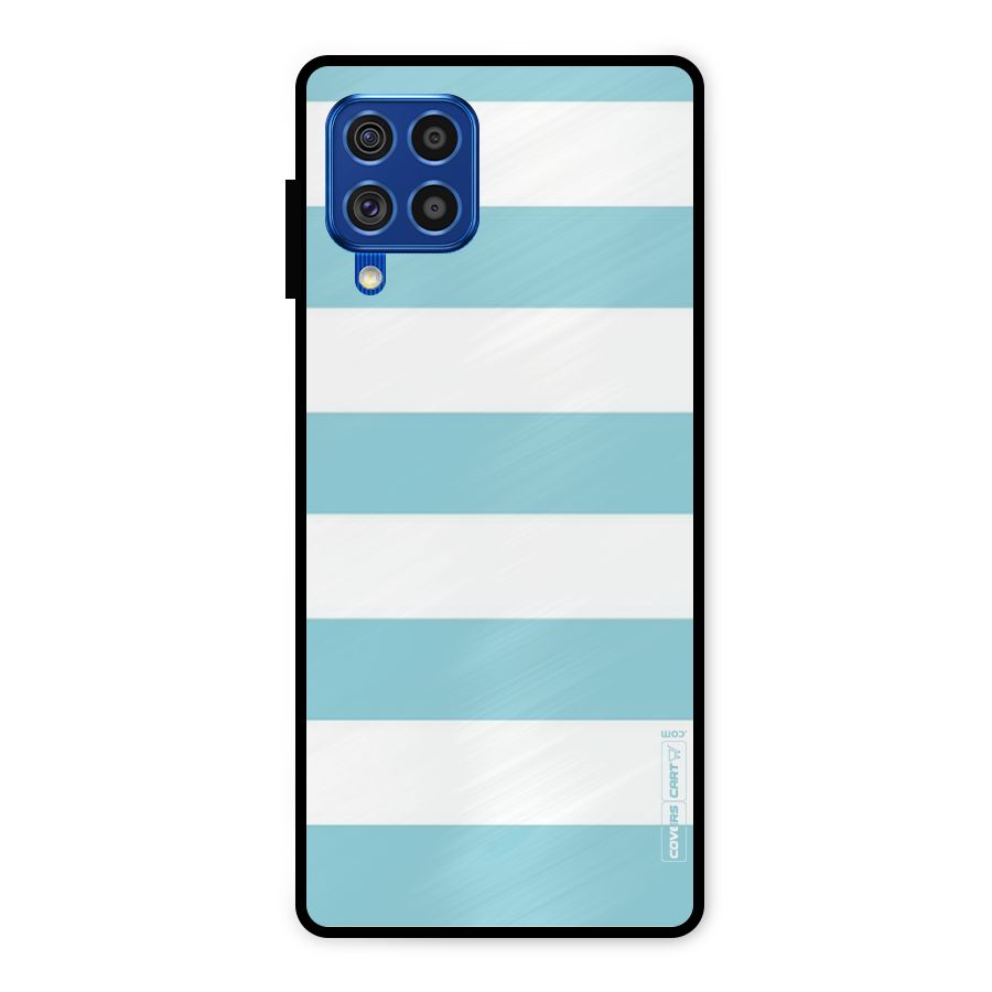 Pastel Blue White Stripes Metal Back Case for Galaxy F62