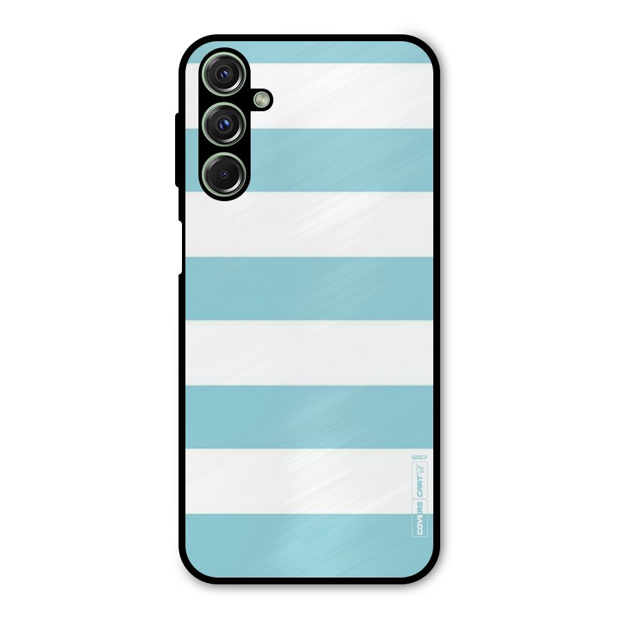 Pastel Blue White Stripes Metal Back Case for Galaxy M34