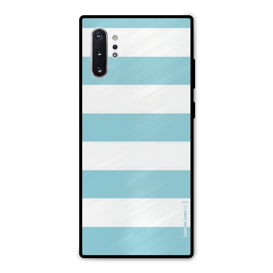 Pastel Blue White Stripes Metal Back Case for Galaxy Note 10 Plus