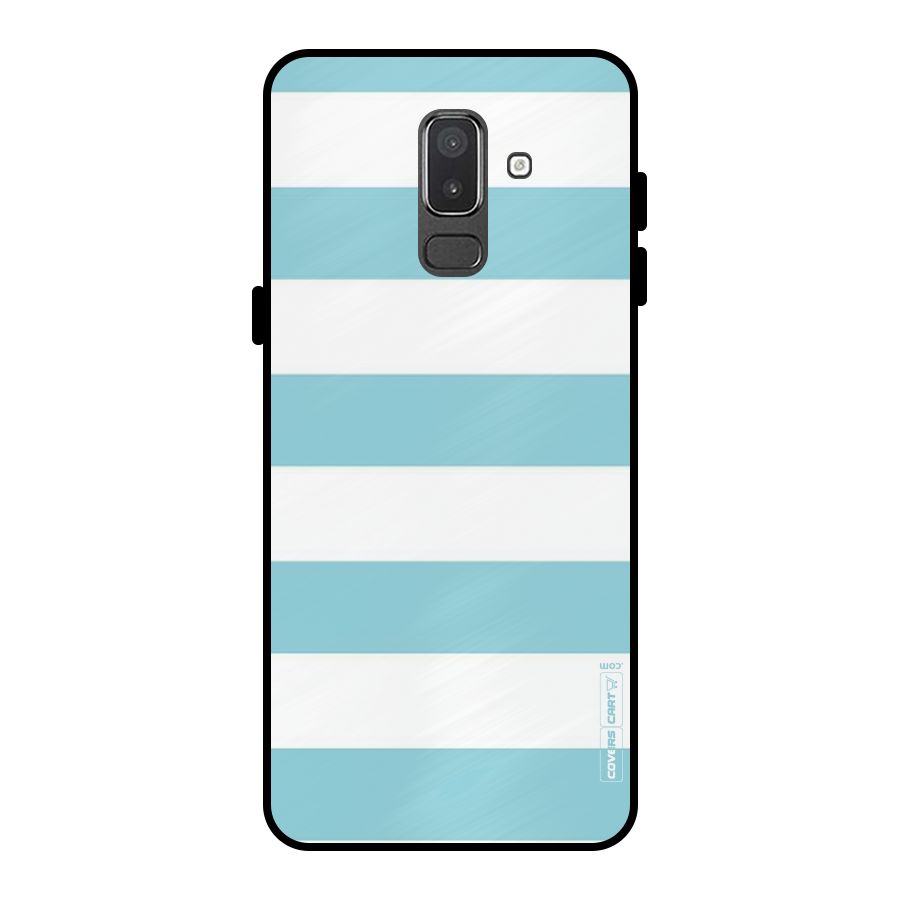 Pastel Blue White Stripes Metal Back Case for Galaxy On8 (2018)