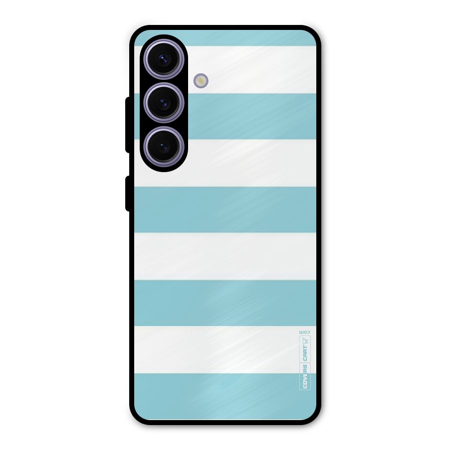 Pastel Blue White Stripes Metal Back Case for Galaxy S24