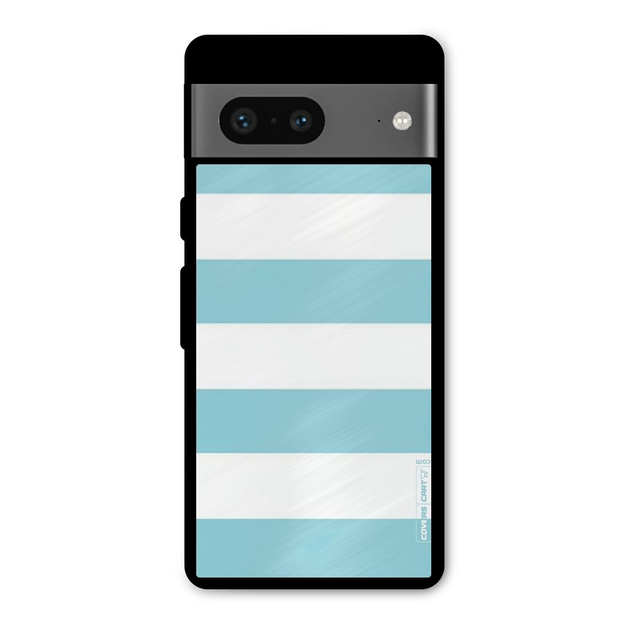Pastel Blue White Stripes Metal Back Case for Google Pixel 7