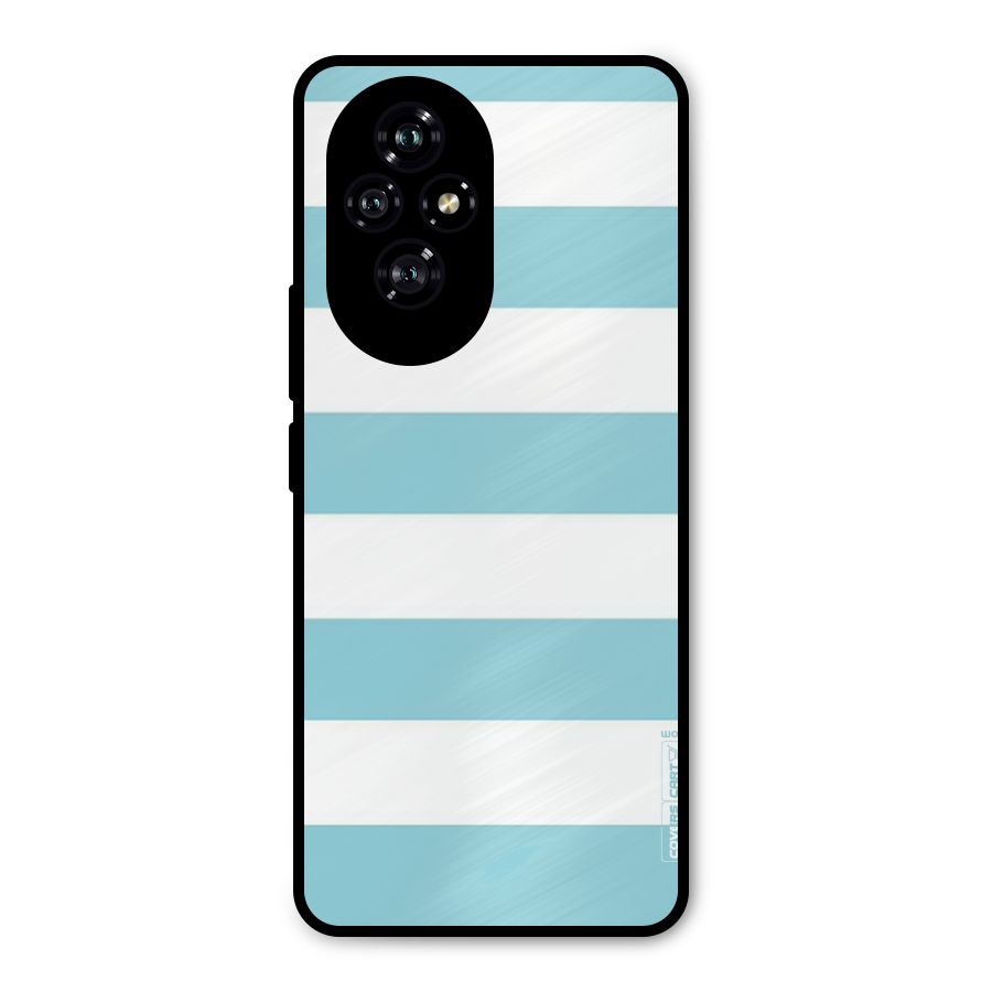 Pastel Blue White Stripes Metal Back Case for Honor 200