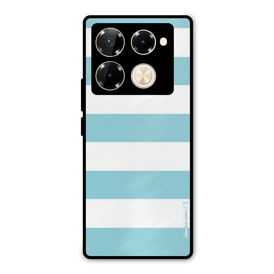 Pastel Blue White Stripes Metal Back Case for Infinix Note 40 Pro Plus