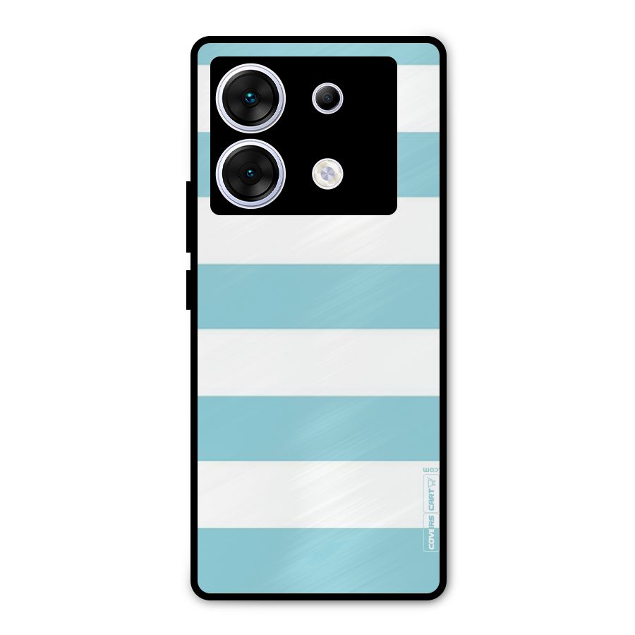 Pastel Blue White Stripes Metal Back Case for Infinix Zero 30 5G