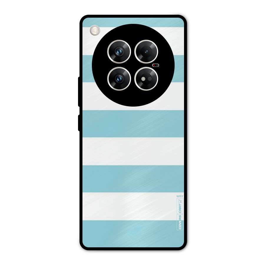 Pastel Blue White Stripes Metal Back Case for Infinix Zero 40 5G