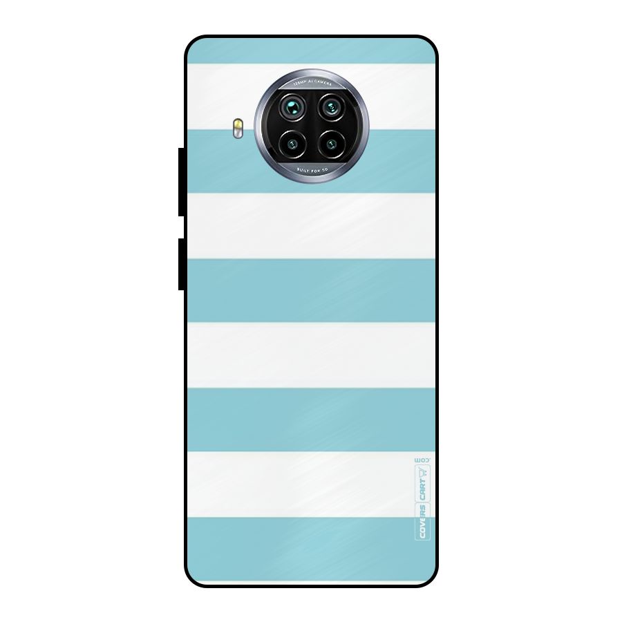 Pastel Blue White Stripes Metal Back Case for Mi 10i