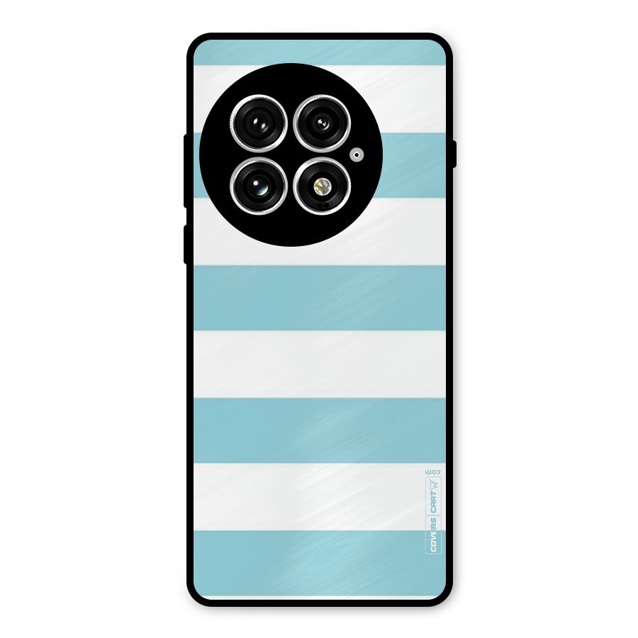 Pastel Blue White Stripes Metal Back Case for OnePlus 13
