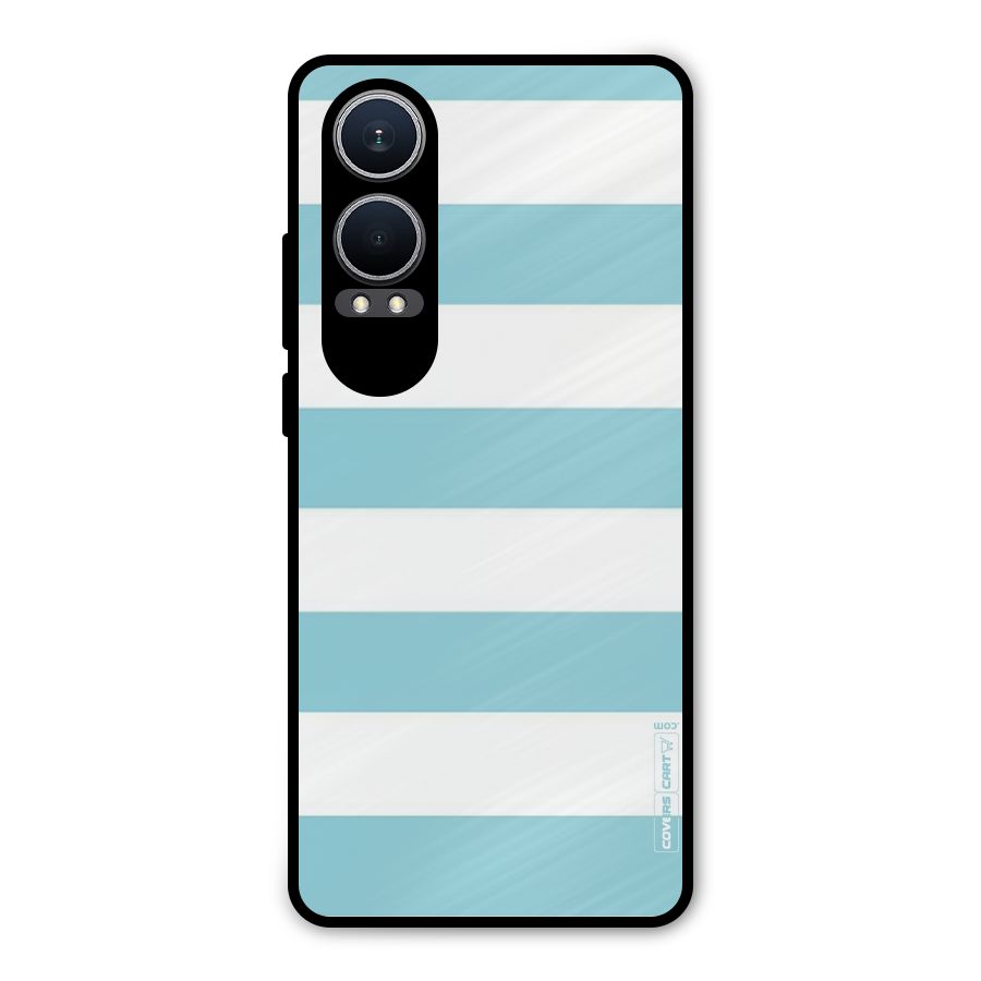 Pastel Blue White Stripes Metal Back Case for OnePlus Nord CE4 Lite
