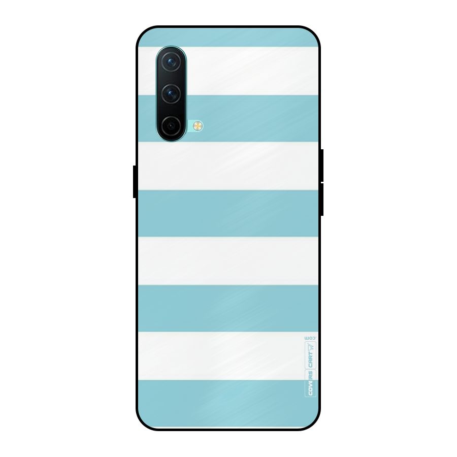 Pastel Blue White Stripes Metal Back Case for OnePlus Nord CE 5G