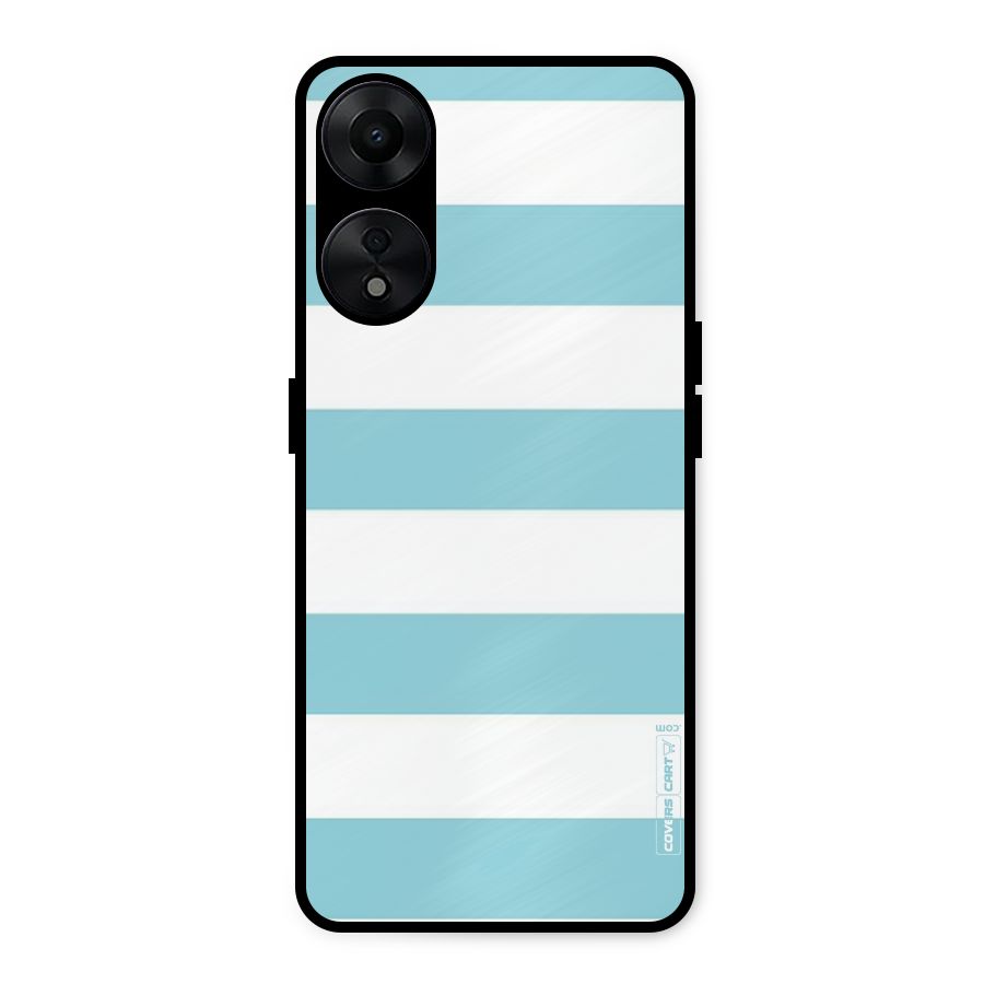 Pastel Blue White Stripes Metal Back Case for Oppo A78 5G