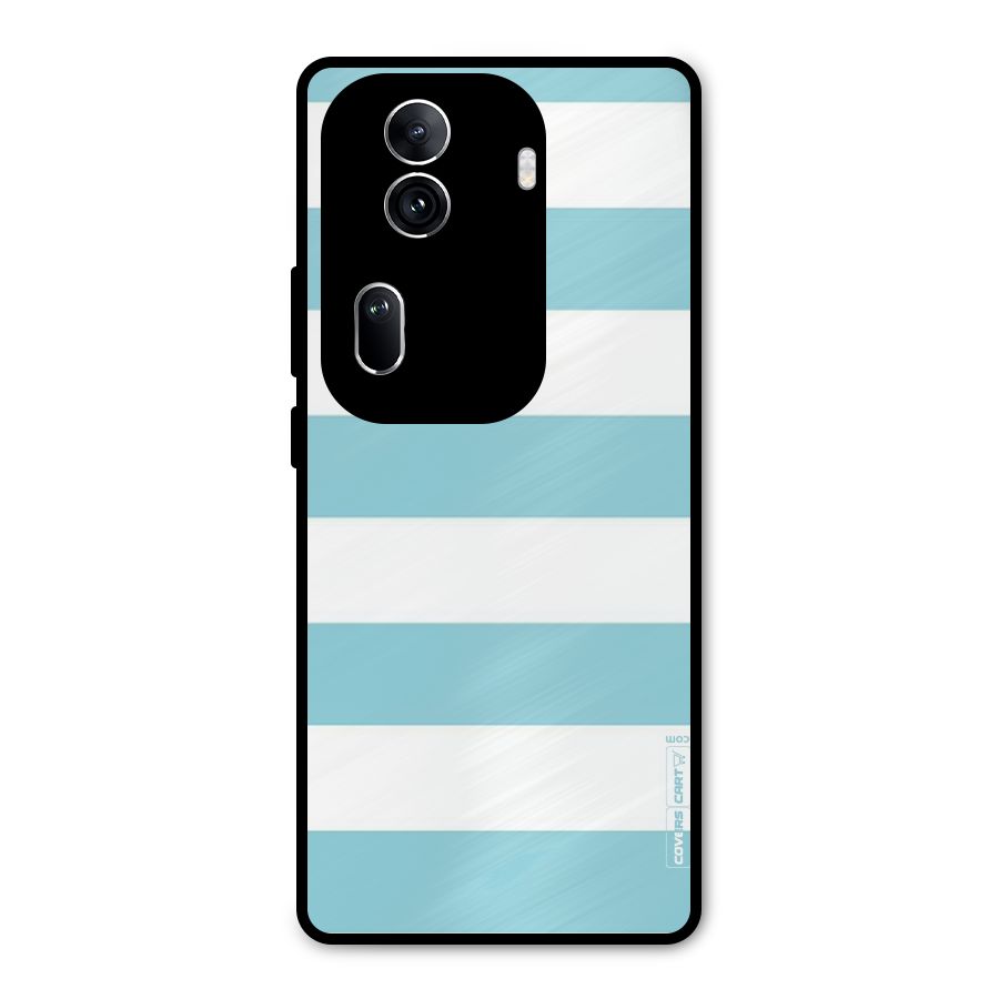 Pastel Blue White Stripes Metal Back Case for Oppo Reno11 Pro 5G