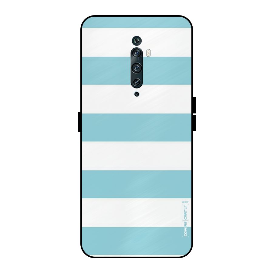 Pastel Blue White Stripes Metal Back Case for Oppo Reno2 Z