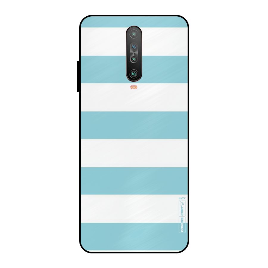 Pastel Blue White Stripes Metal Back Case for Poco X2