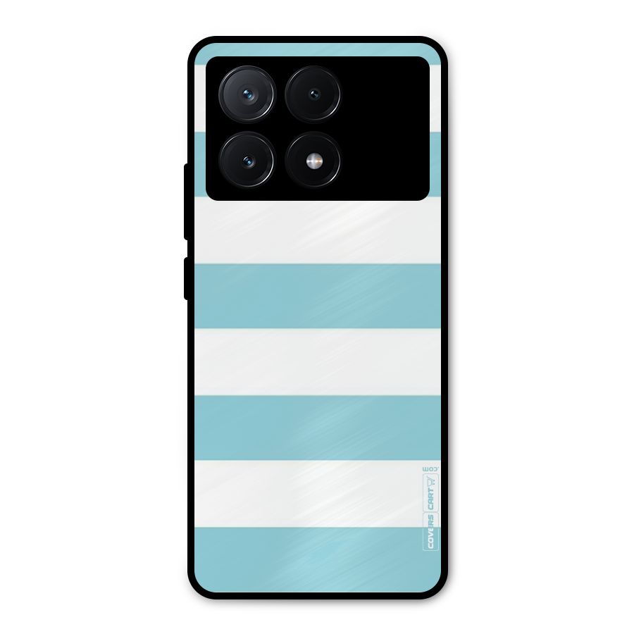 Pastel Blue White Stripes Metal Back Case for Poco X6 Pro