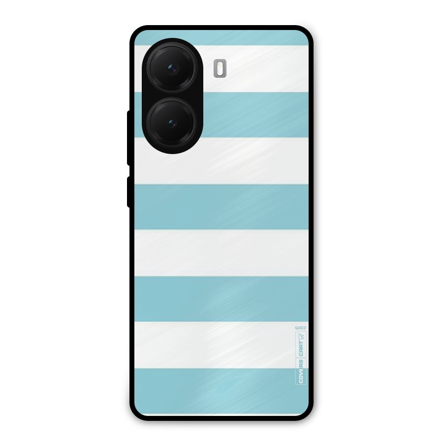 Pastel Blue White Stripes Metal Back Case for Poco X7 Pro