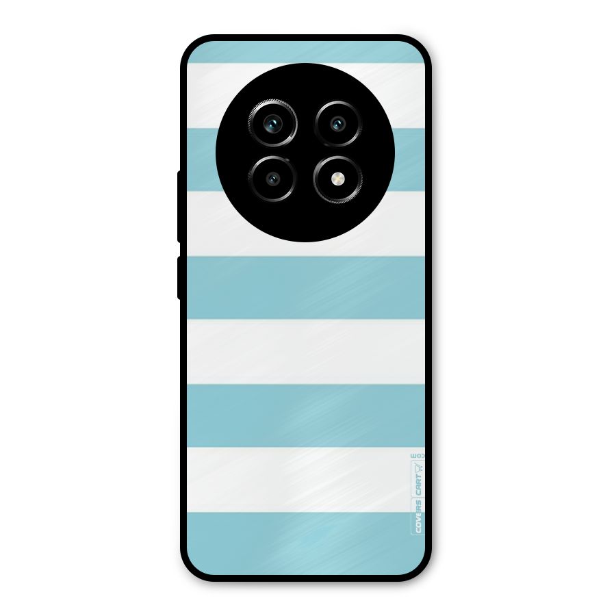 Pastel Blue White Stripes Metal Back Case for Realme 13 Pro