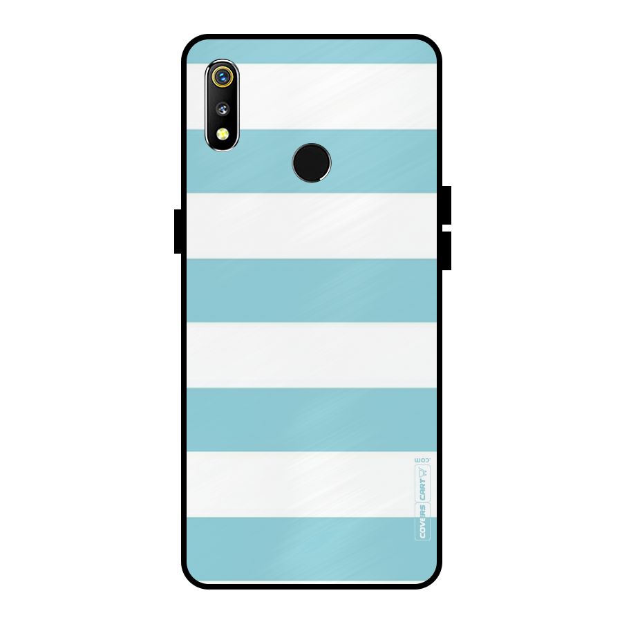 Pastel Blue White Stripes Metal Back Case for Realme 3i