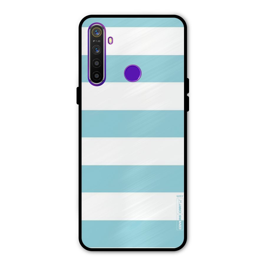 Pastel Blue White Stripes Metal Back Case for Realme 5i