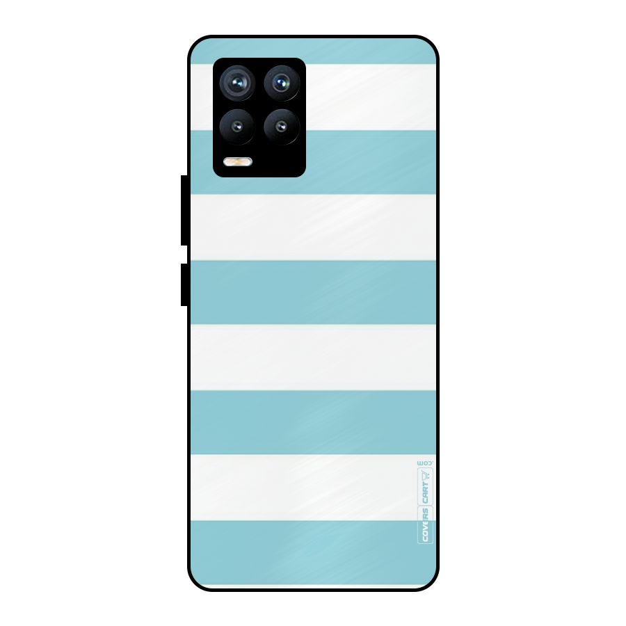 Pastel Blue White Stripes Metal Back Case for Realme 8 Pro