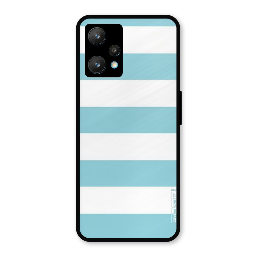 Pastel Blue White Stripes Metal Back Case for Realme 9 Pro Plus 5G