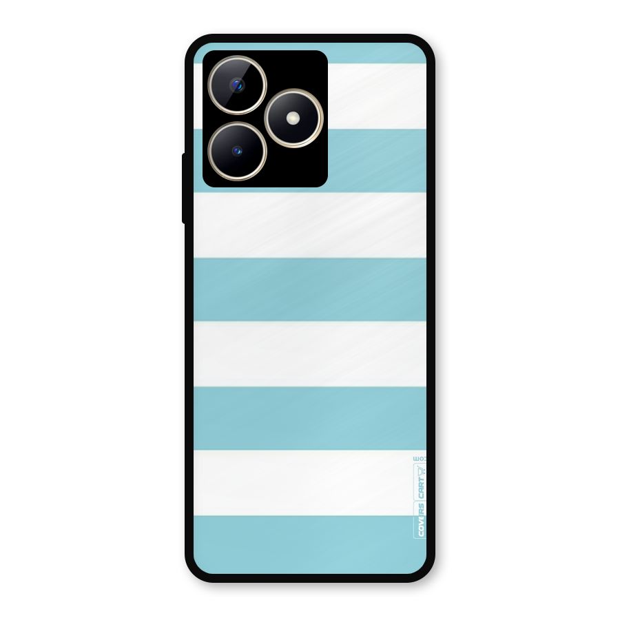 Pastel Blue White Stripes Metal Back Case for Realme C53