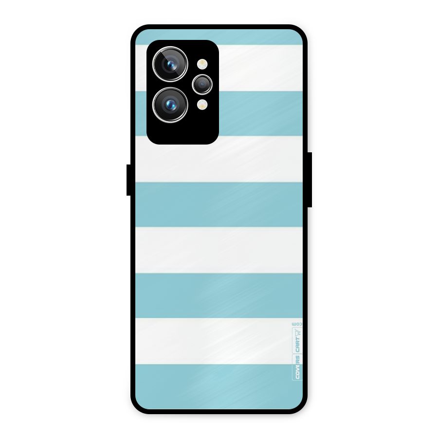 Pastel Blue White Stripes Metal Back Case for Realme GT2 Pro
