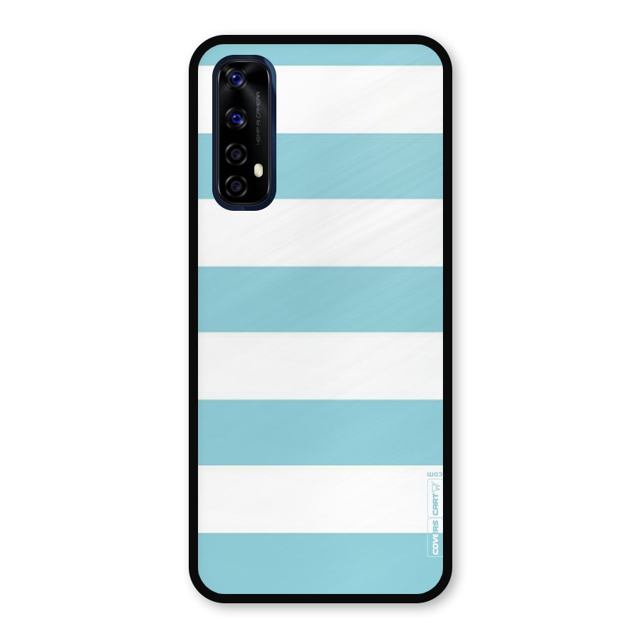 Pastel Blue White Stripes Metal Back Case for Realme Narzo 20 Pro