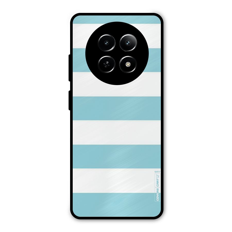 Pastel Blue White Stripes Metal Back Case for Realme Narzo N65