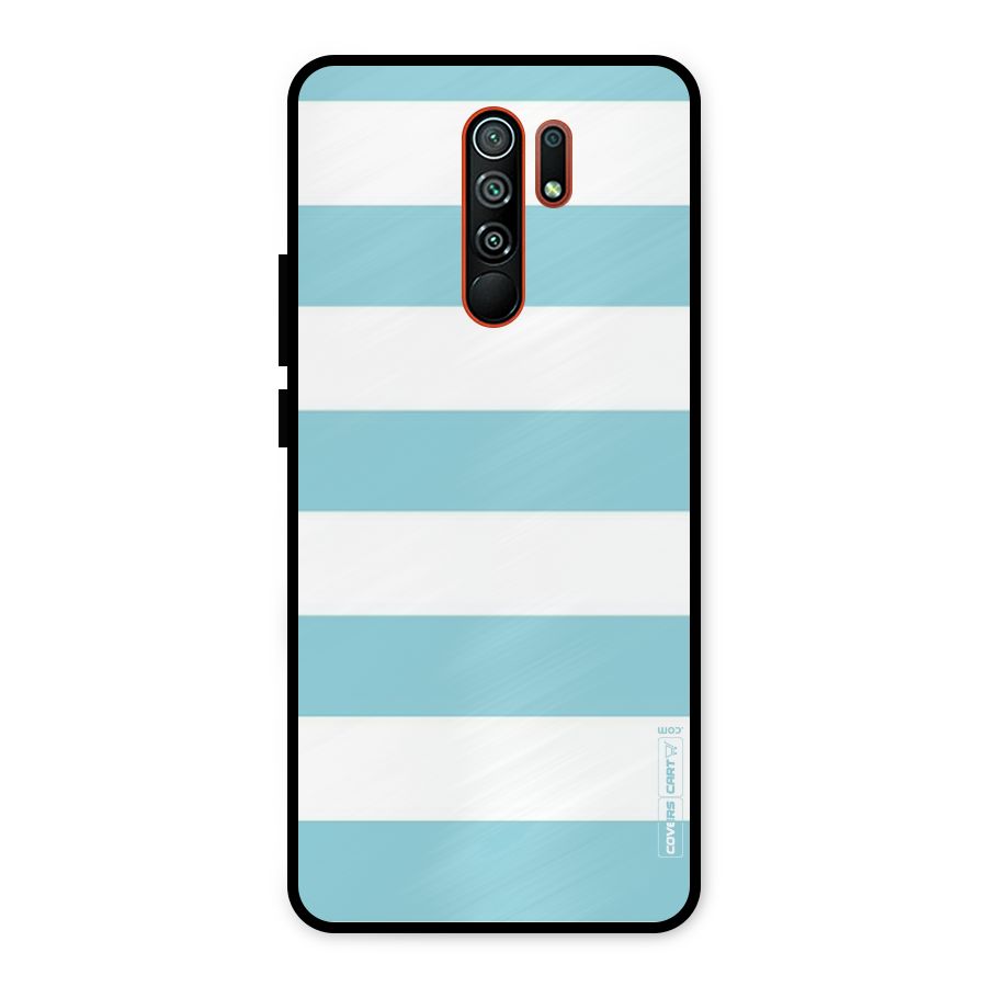 Pastel Blue White Stripes Metal Back Case for Redmi 9 Prime