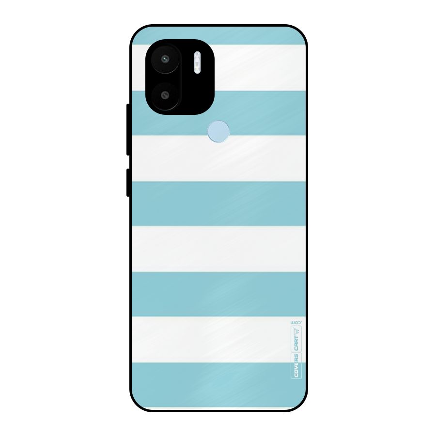 Pastel Blue White Stripes Metal Back Case for Redmi A2+