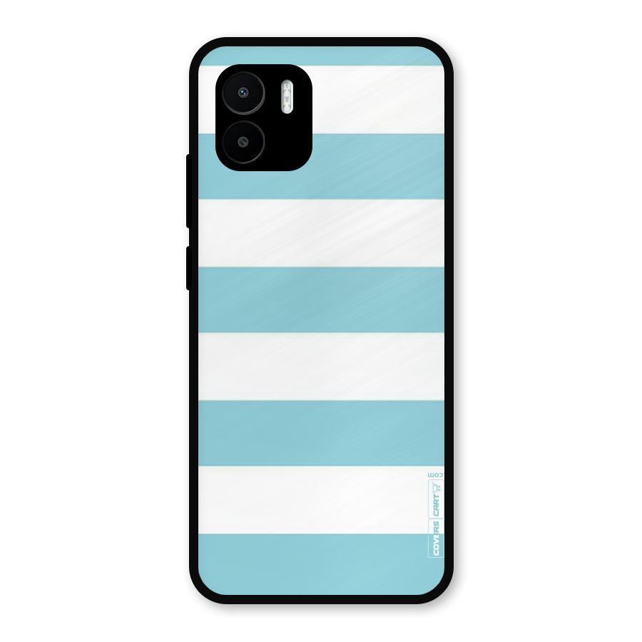 Pastel Blue White Stripes Metal Back Case for Redmi A2