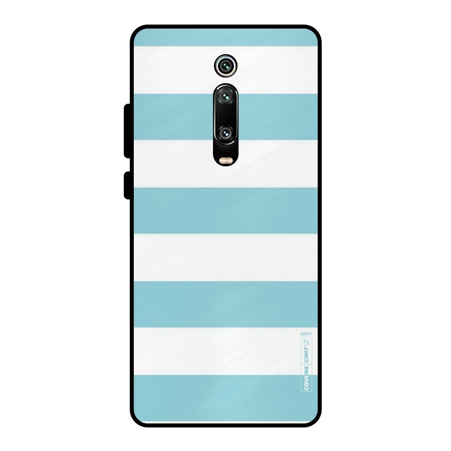 Pastel Blue White Stripes Metal Back Case for Redmi K20 Pro