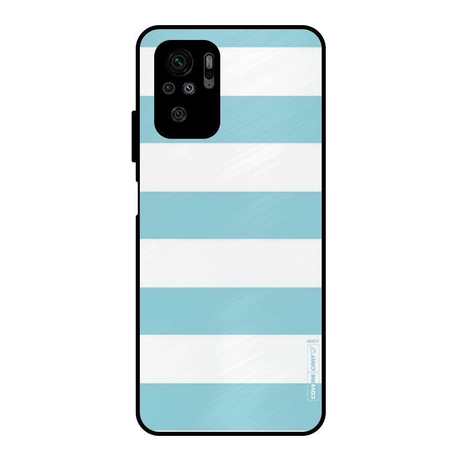 Pastel Blue White Stripes Metal Back Case for Redmi Note 10S